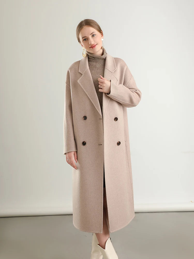 Woolberry Notch Lapel Coat, Double-Breasted