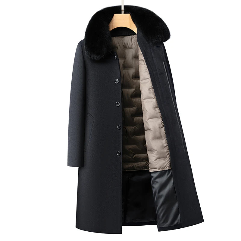 Woolberry Long Wool Coat, Duck Down Liner