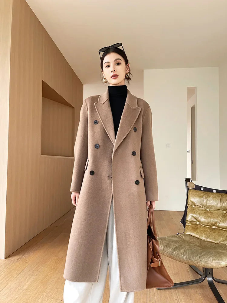 Woolberry Peak Lapel Overcoat, Double-Breasted