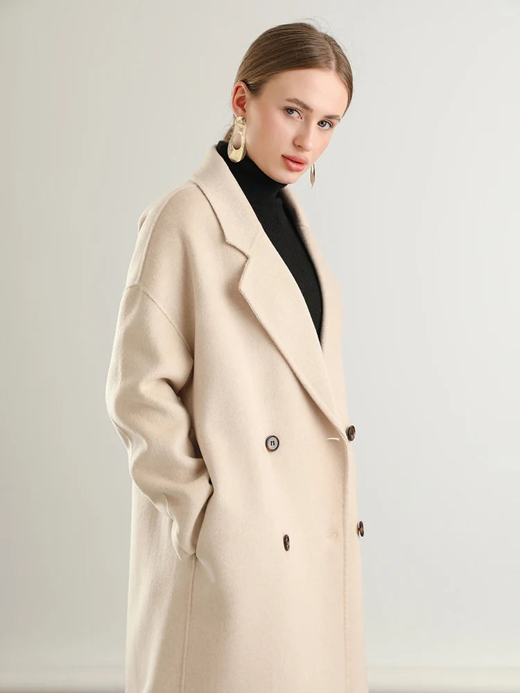 Woolberry Notch Lapel Coat, Double-Breasted
