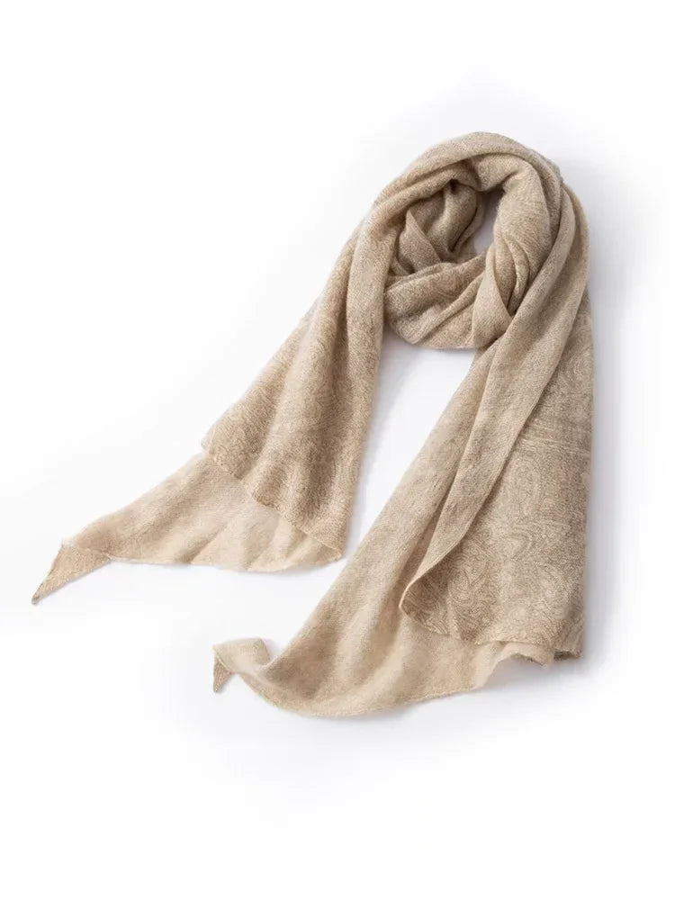 Beige scarf on a white background