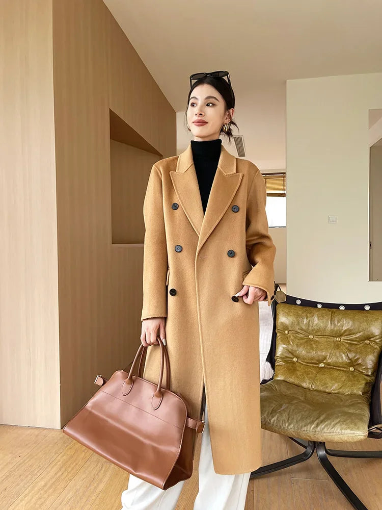 Woolberry Peak Lapel Overcoat, Double-Breasted