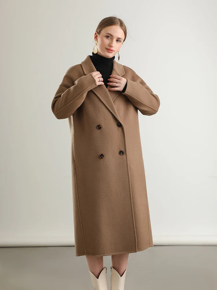 Woolberry Notch Lapel Coat, Double-Breasted