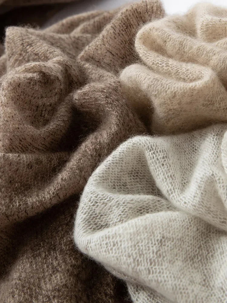 Close-up of brown and beige textured fabric