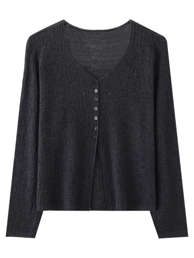 Dark gray long-sleeve shirt with buttons on a white background
