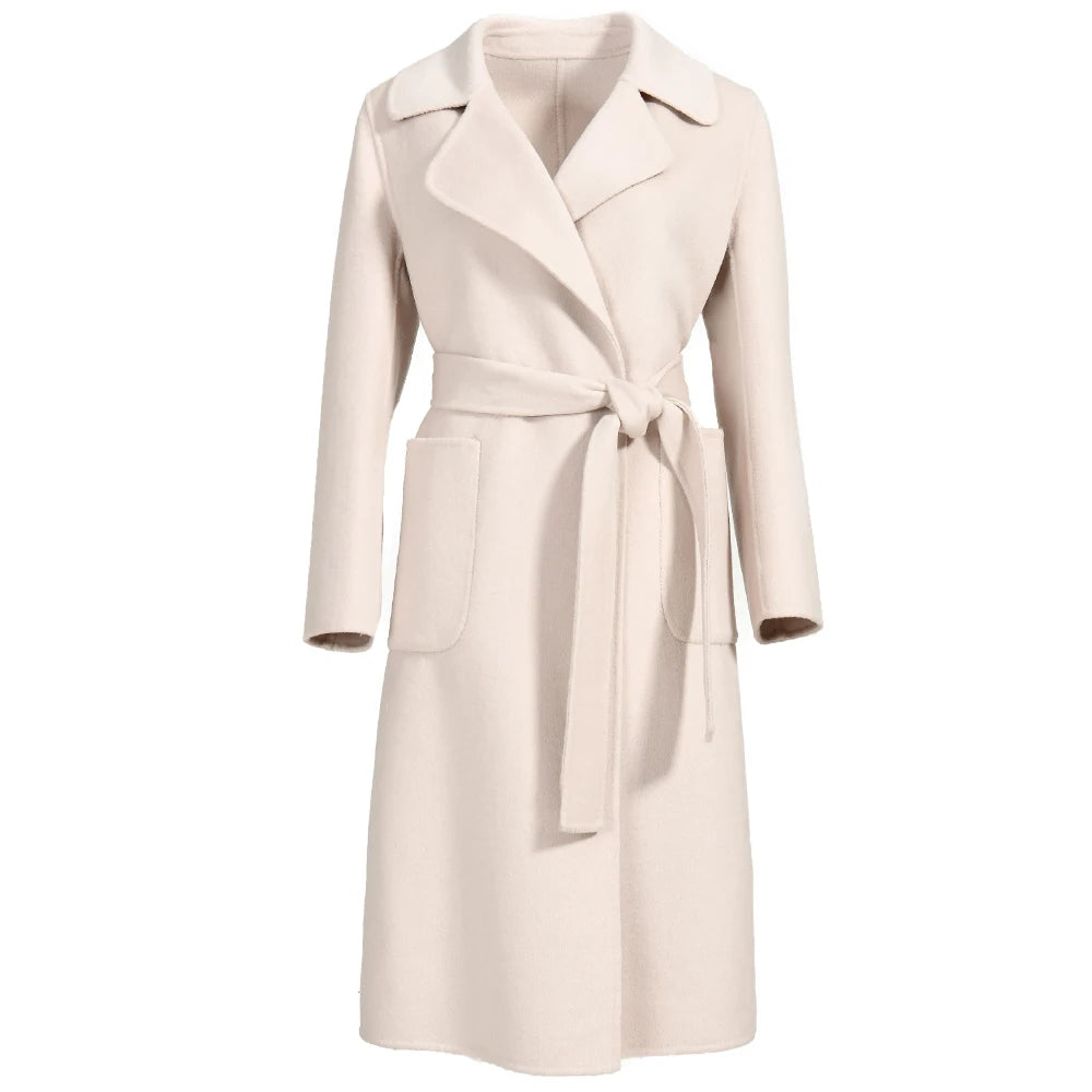 Beige trench coat on a white background