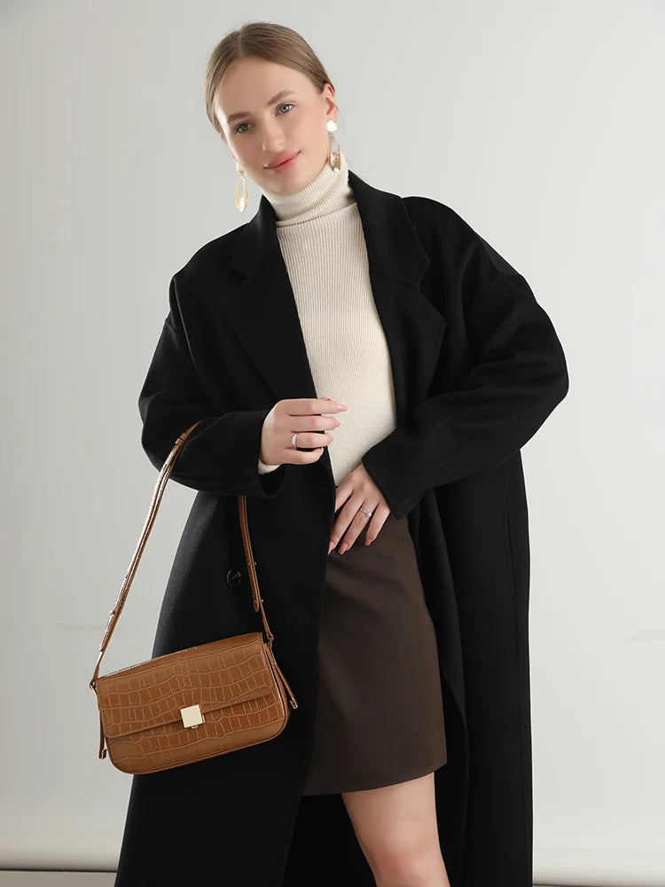 Woolberry Notch Lapel Coat, Double-Breasted