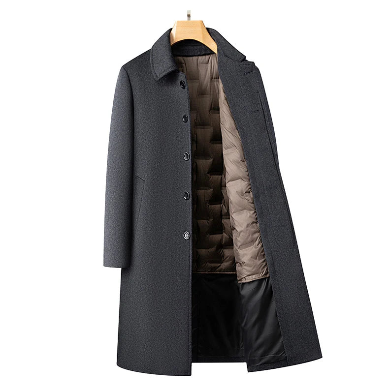 Woolberry Long Wool Coat, Duck Down Liner