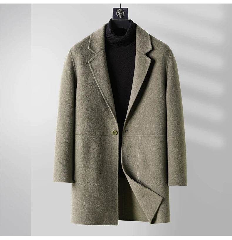 Green coat on a gray background