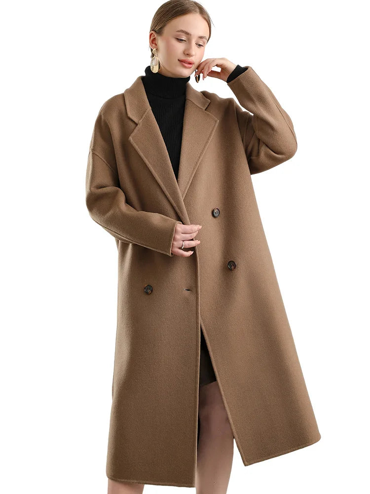 Woolberry Notch Lapel Coat, Double-Breasted