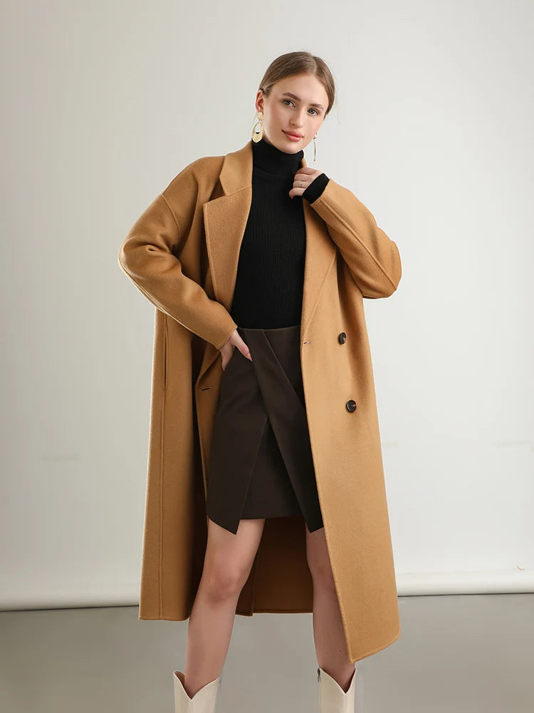 Woolberry Notch Lapel Coat, Double-Breasted