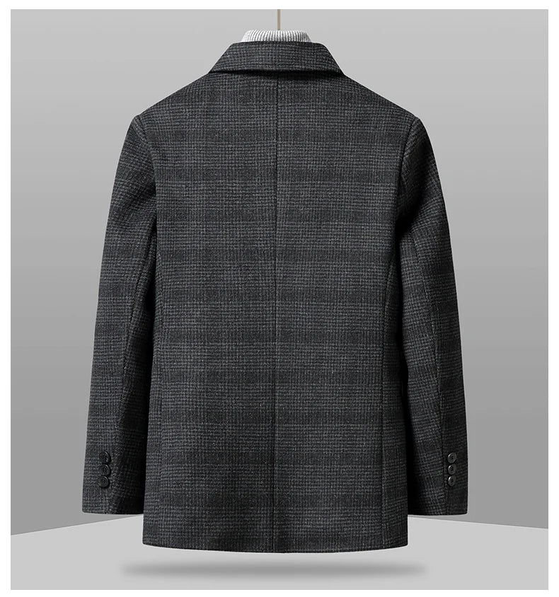 Gray checkered blazer on a gray background