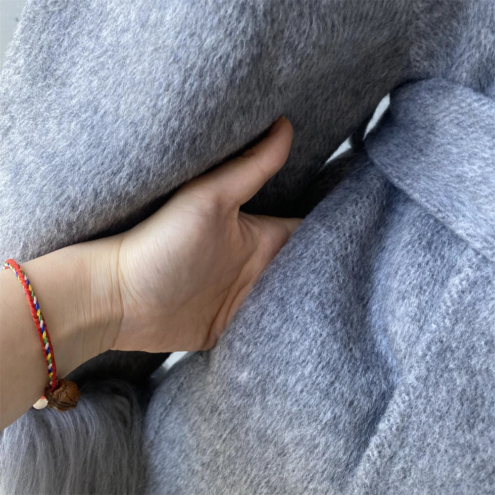 Woolberry Wool Coat, Mongolian Fur Cuffs