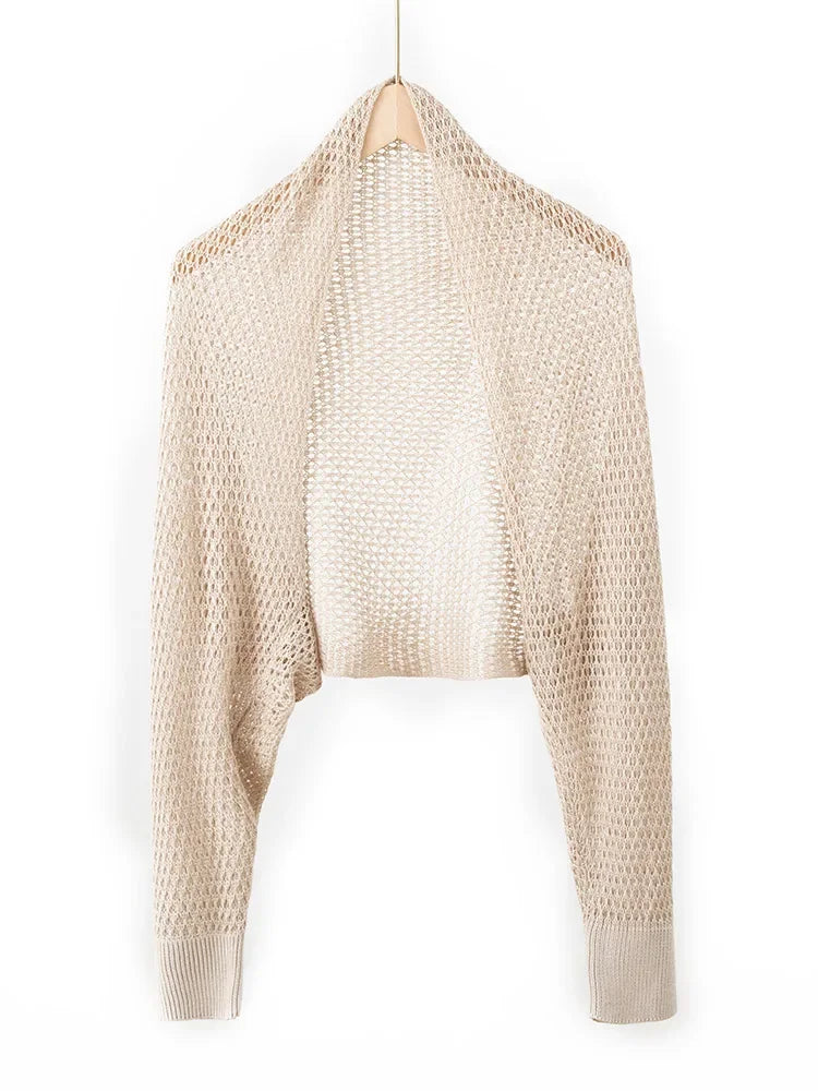 Beige knitted sweater on a white background