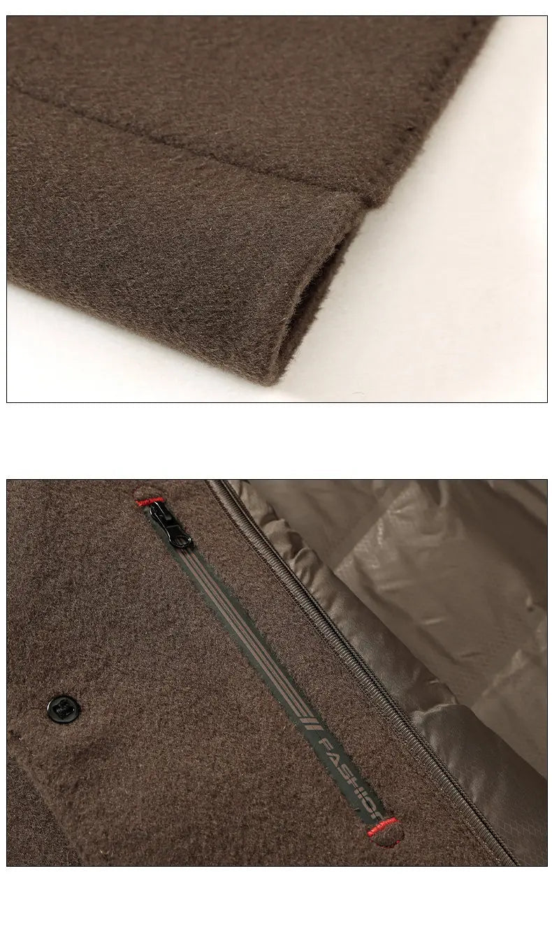 Brown fabric with a zipper and button detail on a white background