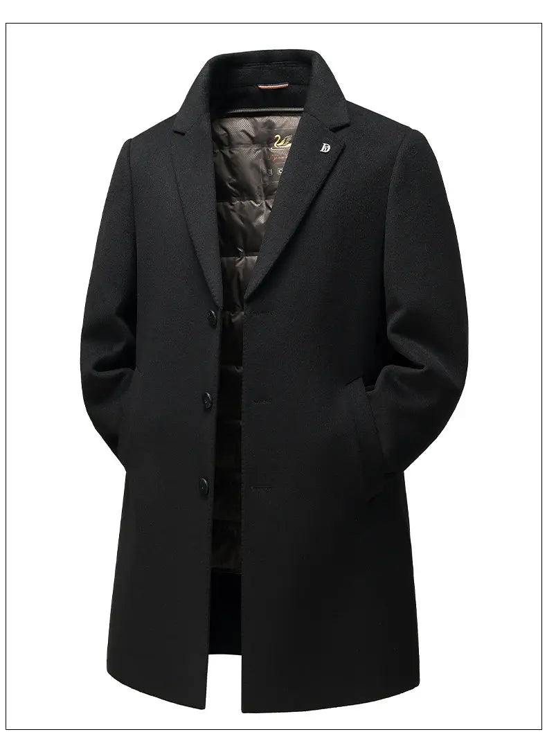 Black coat with a white background