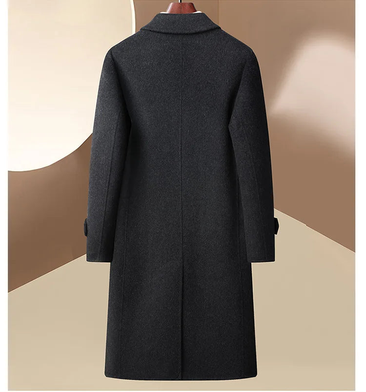 Dark gray coat displayed against a neutral background