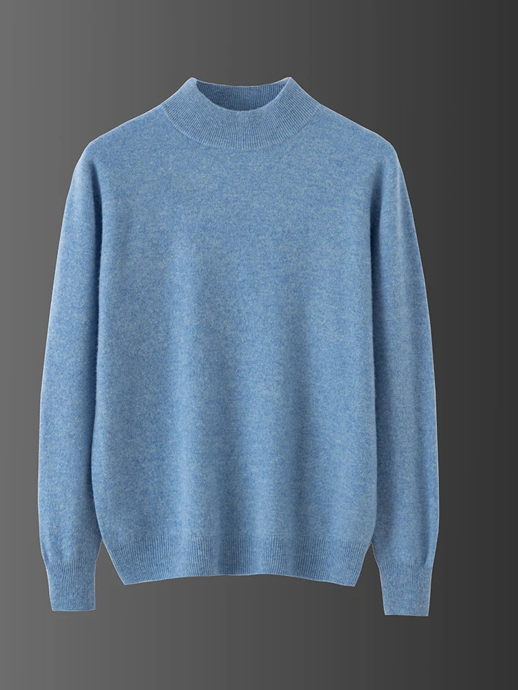Blue sweater on a gray background