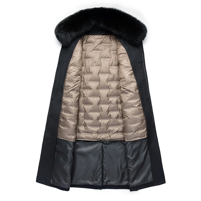 Woolberry Long Wool Coat, Duck Down Liner