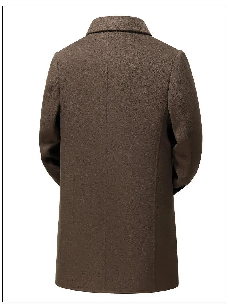 Brown coat shown from the back on a white background