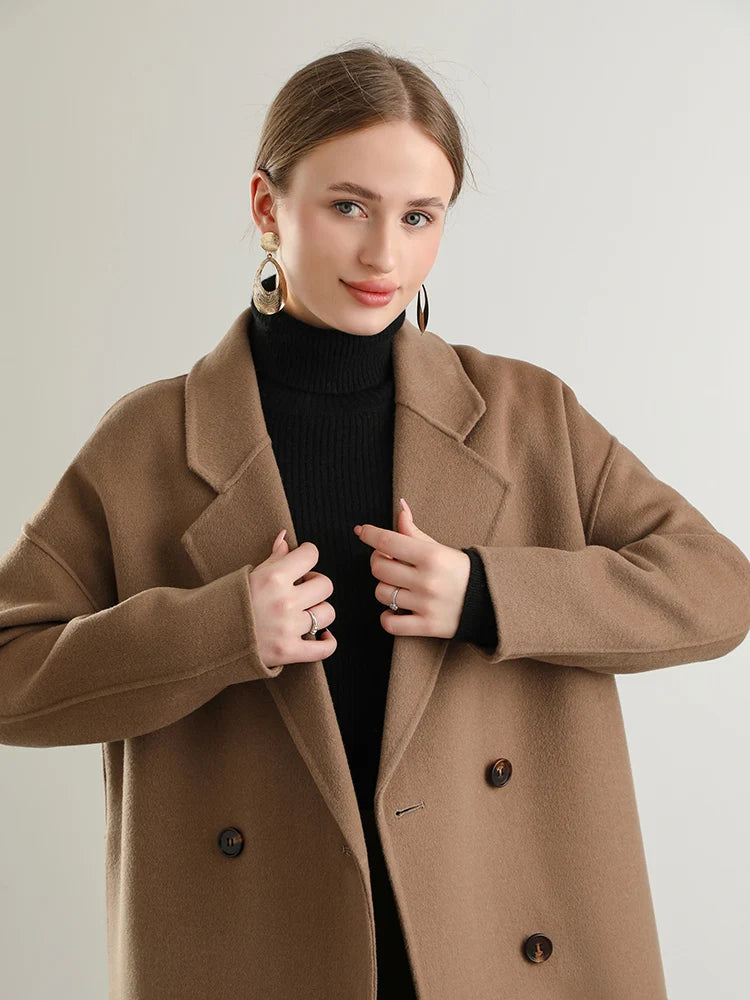 Woolberry Notch Lapel Coat, Double-Breasted