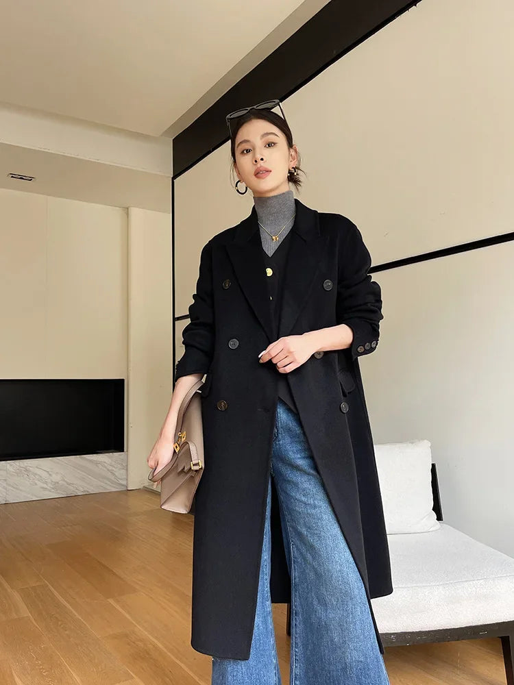 Woolberry Peak Lapel Overcoat, Double-Breasted
