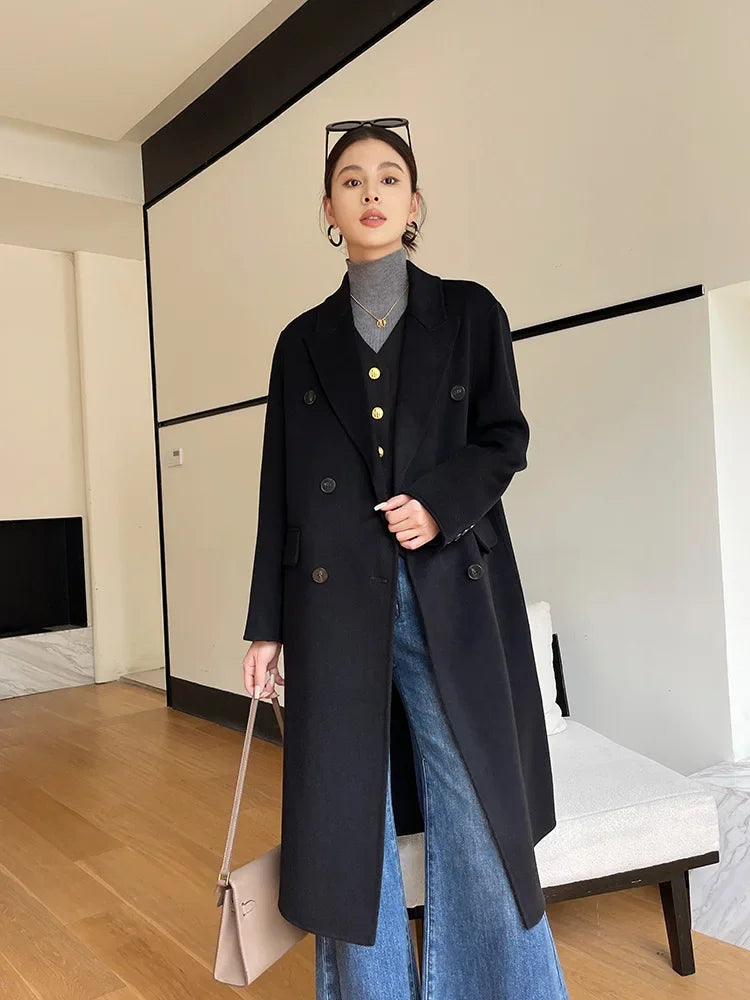 Woolberry Peak Lapel Overcoat, Double-Breasted