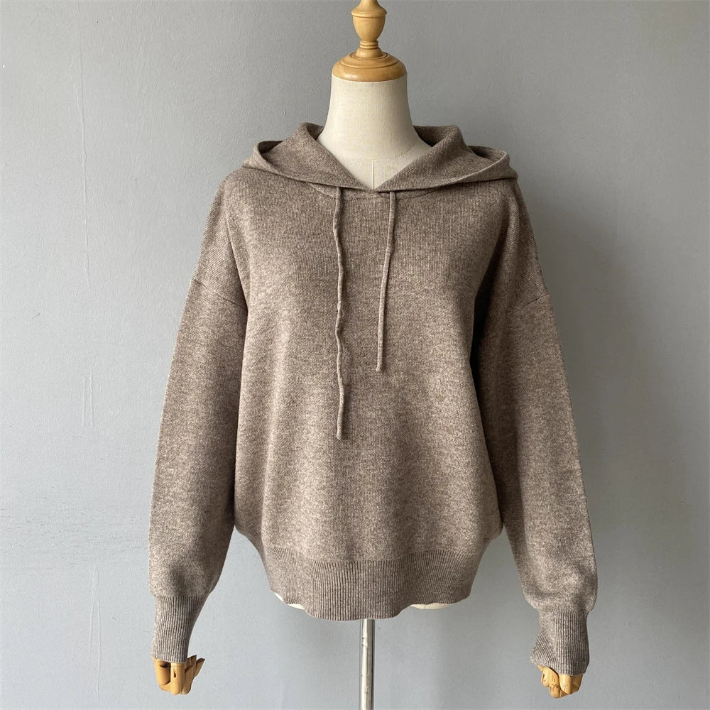 Brown hoodie on a mannequin against a gray background