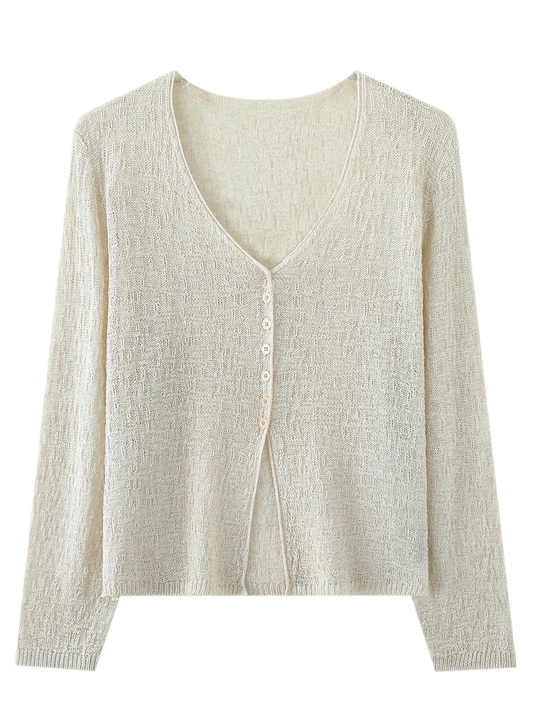 Beige cardigan on a white background