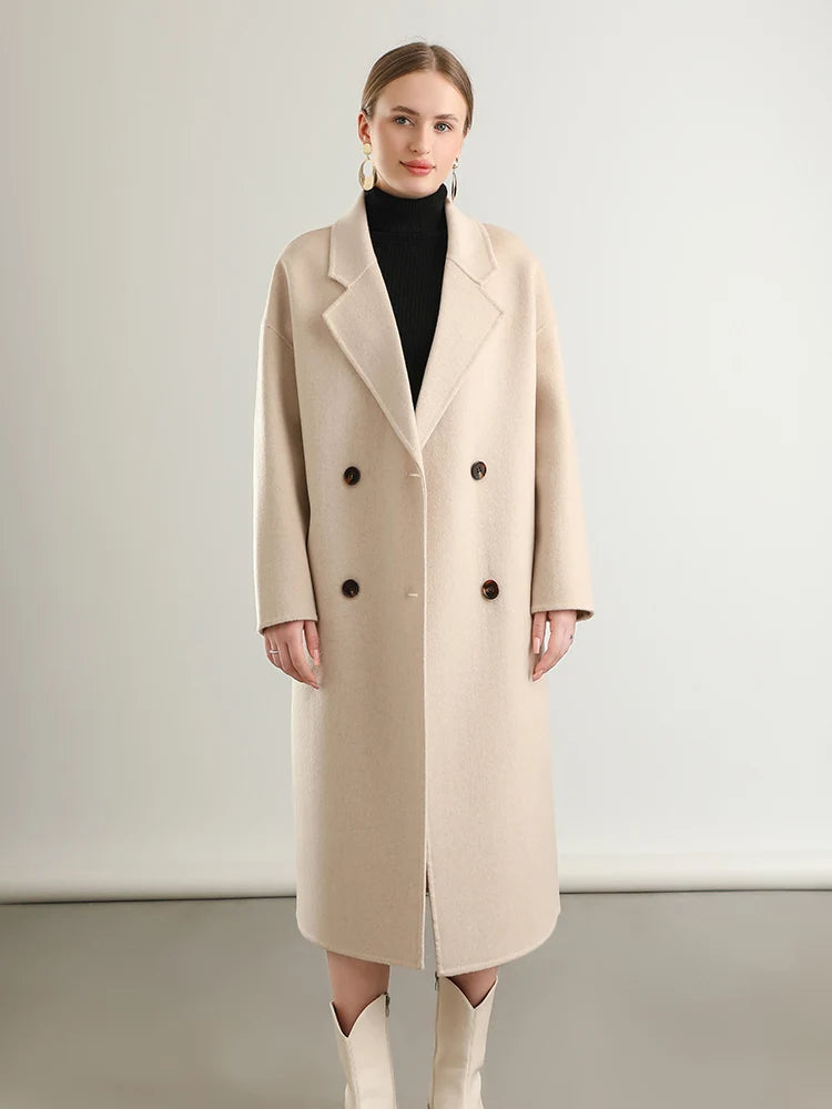 Woolberry Notch Lapel Coat, Double-Breasted